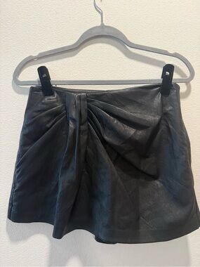 Zara Soft Faux Leather Draped Skort XS